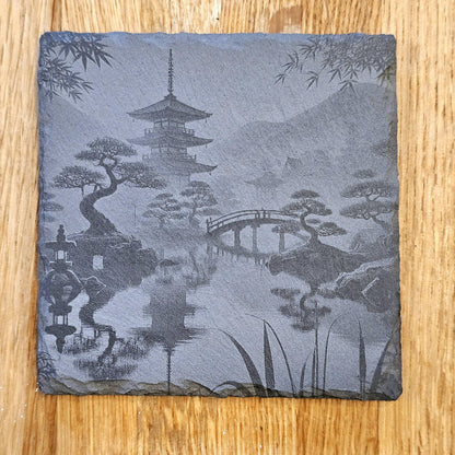 Japanese Landscape Art Coaster Set