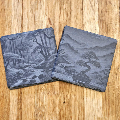 Japanese Landscape Art Coaster Set