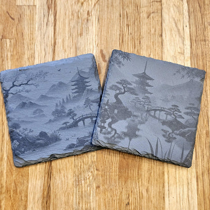 Japanese Landscape Art Coaster Set