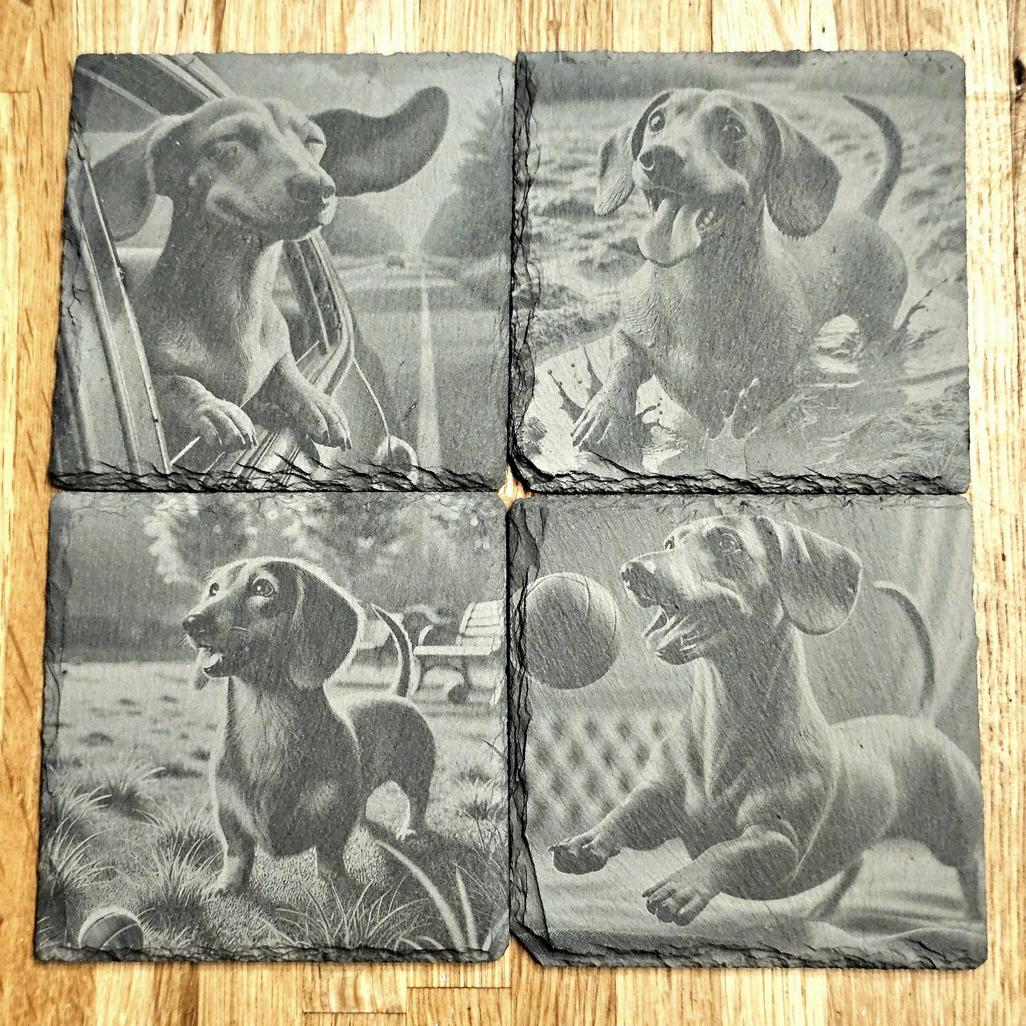 Happy Dachshund 4 Coaster Set