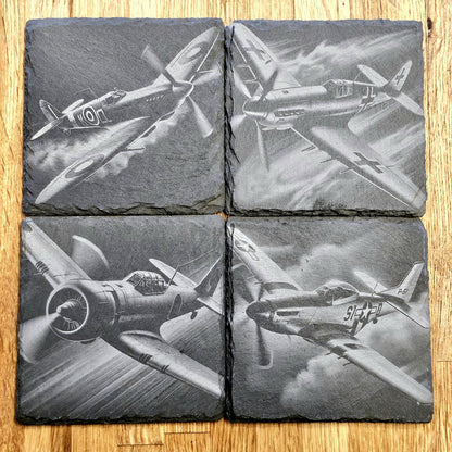 WWII Fighter Planes 4 Coaster Set