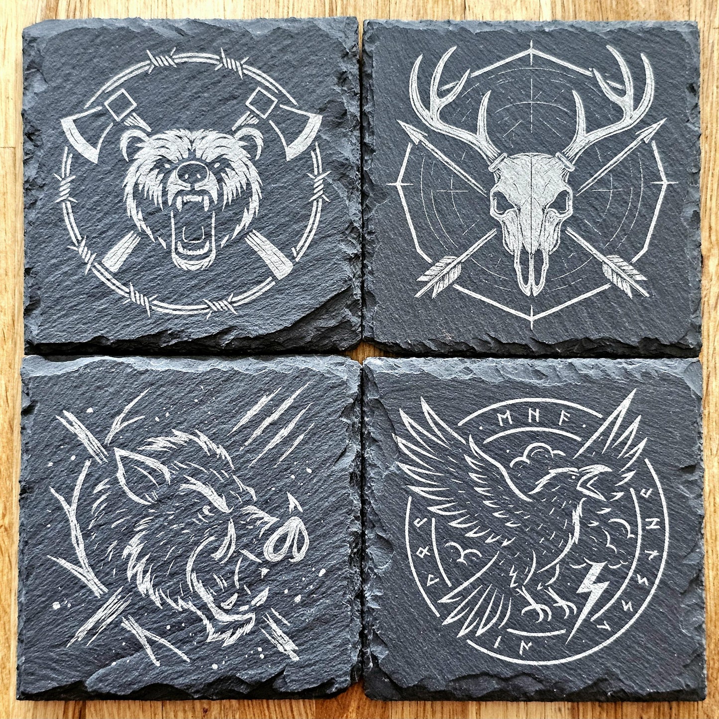 Norse Inspired Animal Art Coaster Set