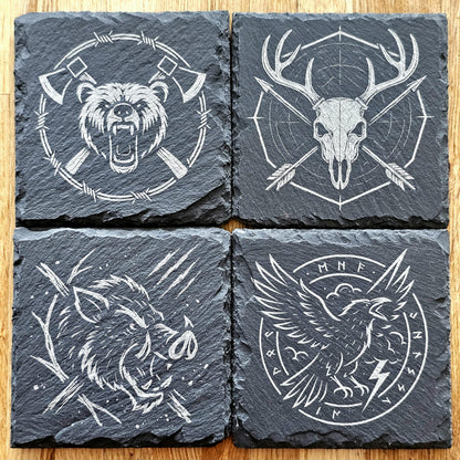 Norse Inspired Animal Art Coaster Set